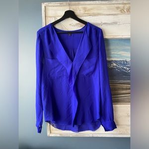 Aritzia royal blue silk blouse